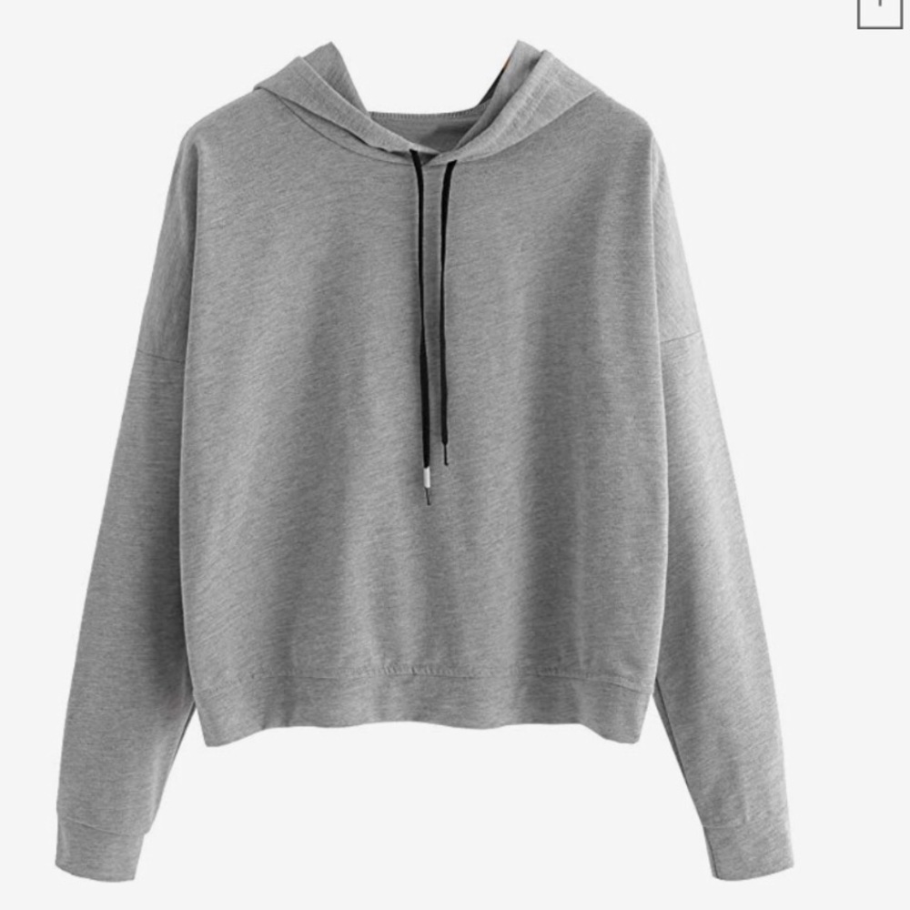 NWOT lightweight gray hoodie with overlap back